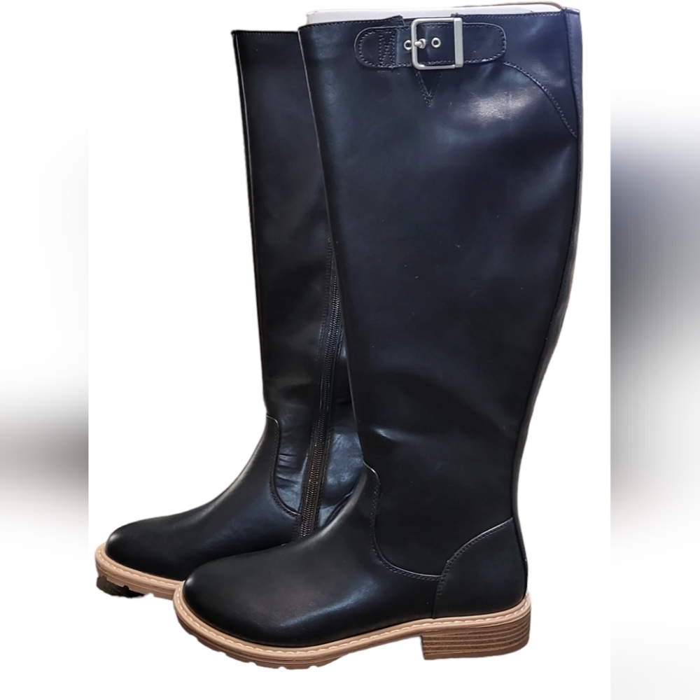 Black faux leather riding boots, Time and Tru,  size 7 and 8 available